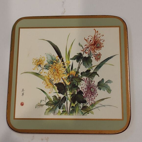Pimpernel Acrylic Traditional Coasters Oriental Floral Design Set of 6 - Picture 11 of 13